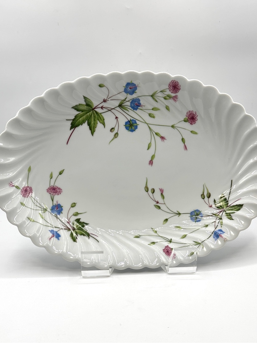 Haviland Florence Limoges France 13” Porcelain Platter Blue, Pink & Green Floral